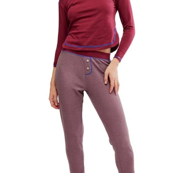 NEW FREE PEOPLE 2pc Chill Evening Pajamas Set  in wine or women 1125 3s2 - Picture 9 of 9